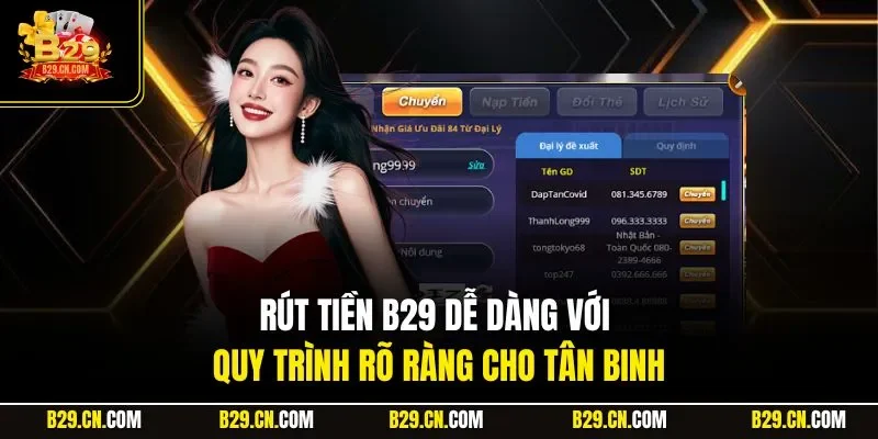 Rút tiền B29 dễ dàng với quy trình rõ ràng cho tân binh